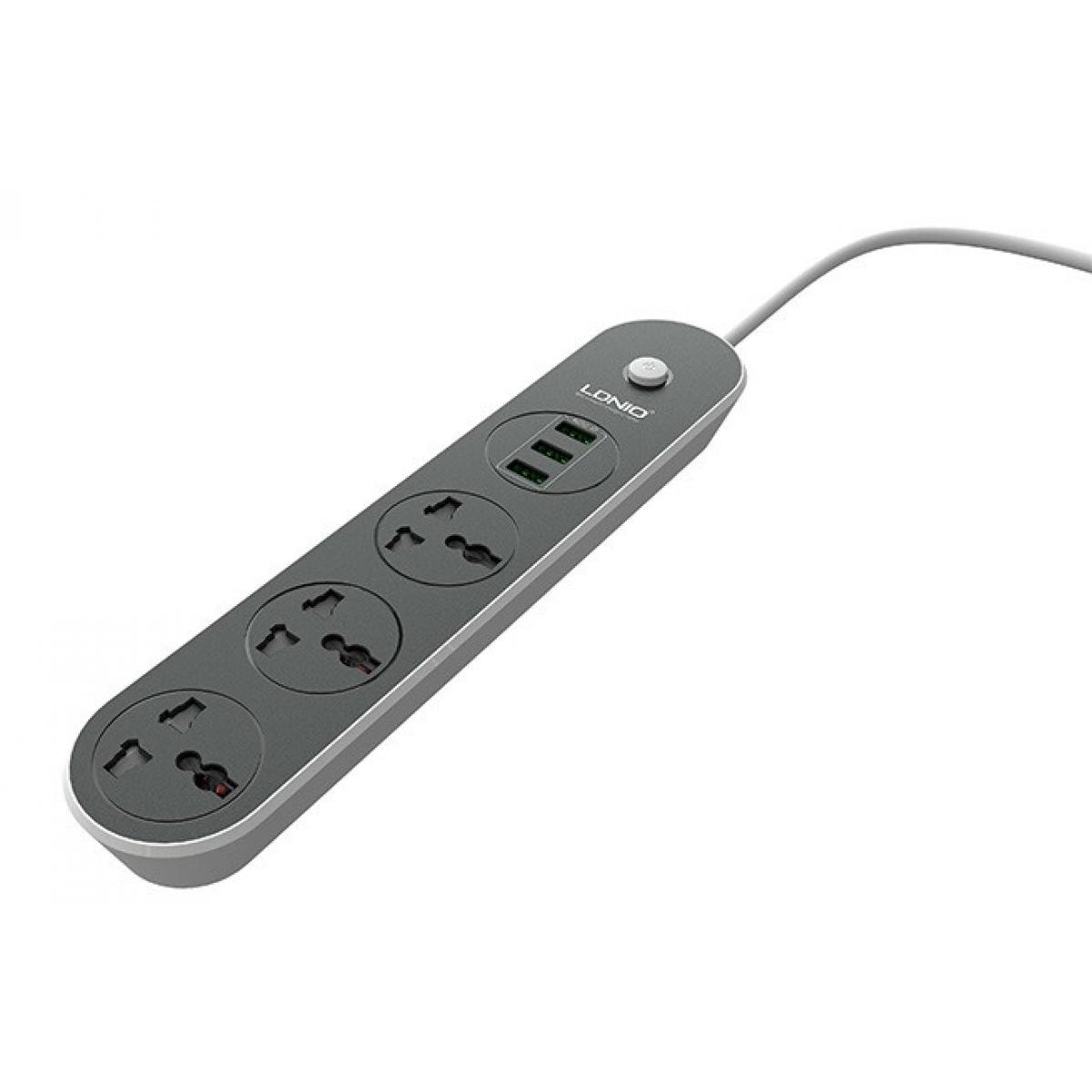 Подовжувач мережевий Ldnio SC3301, 3USB, 3 розетки, 1.6 м, чорний