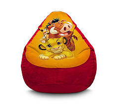 Крісло мішок "Lion King. Simba. Timon and Pumbaa. Yellow" Флок XXXL (100х135 см)