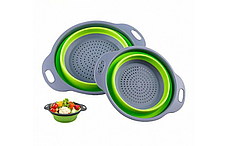 Друшляк силіконовий складаний HLV Collapsible filter baskets 7105 2 шт Green/Grey, фото 3