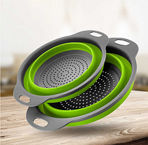 Друшляк силіконовий складаний HLV Collapsible filter baskets 7105 2 шт Green/Grey, фото 6