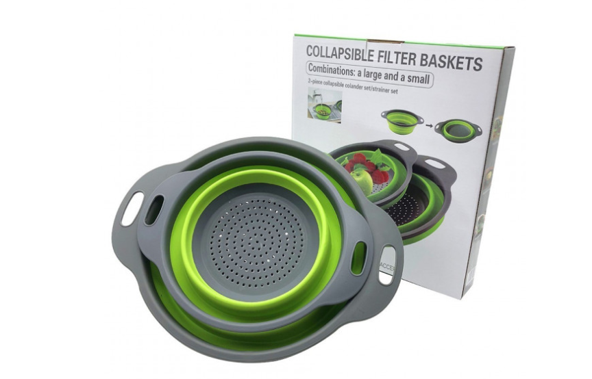 Друшляк силіконовий складаний HLV Collapsible filter baskets 7105 2 шт Green/Grey