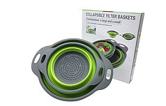 Друшляк силіконовий складаний HLV Collapsible filter baskets 7105 2 шт Green/Grey (N011421)