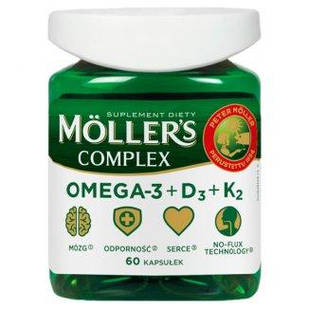 Mollers Complex omega-3 норвезький риб'ячий жир натуральний в капсулах + віт D 2000, віт К2 50 мкг, 60 шт