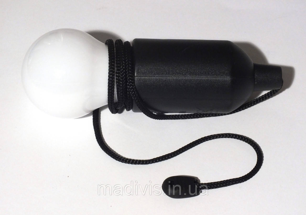 Переносна світлодіодна похідна лампа на батарейках зі шнуром-вимикачем TY-6088, ЧОРНА, фото 1