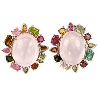 серьги 925 розовый кварц