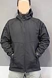 Тактична куртка з капюшоном софтшелл softshell Black розмір L, фото 9
