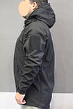 Тактична куртка з капюшоном софтшел softshell Black розмір XL, фото 7