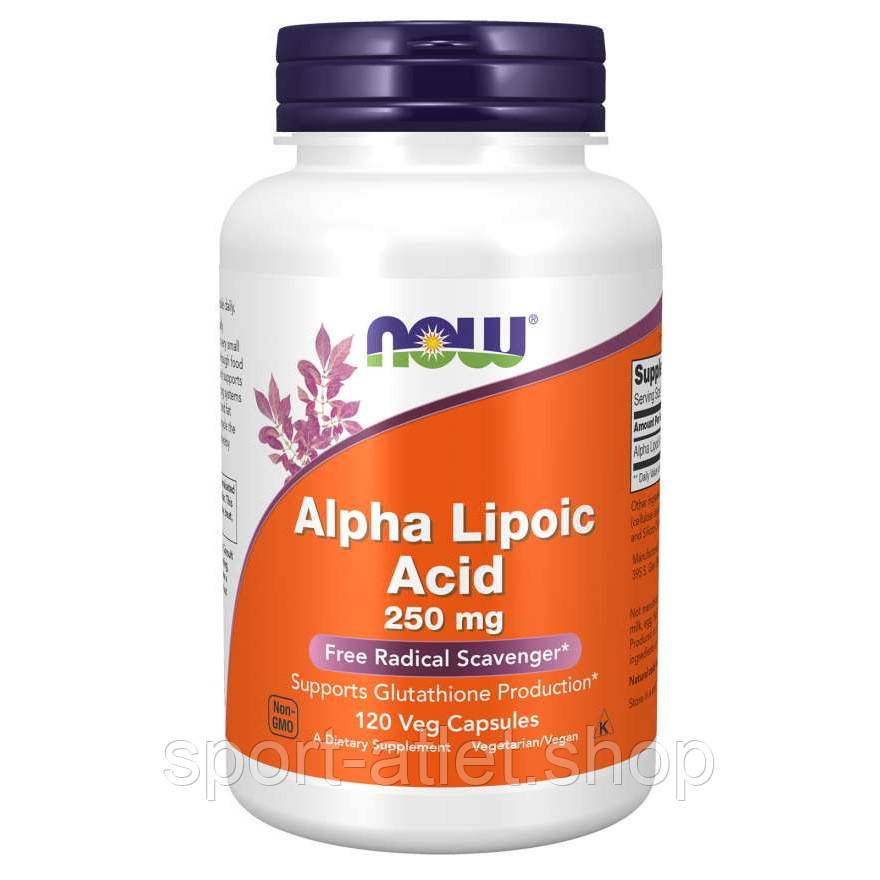 Натуральна добавка NOW Alpha Lipoic Acid 250 mg, 120 вегакапсул