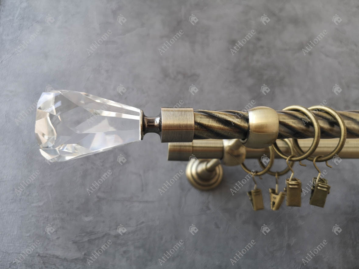 Карниз Quadrum Лучета 240 см подвійний Антик відкритий 19/19 мм кручена (кільця з прищіпками), фото 1