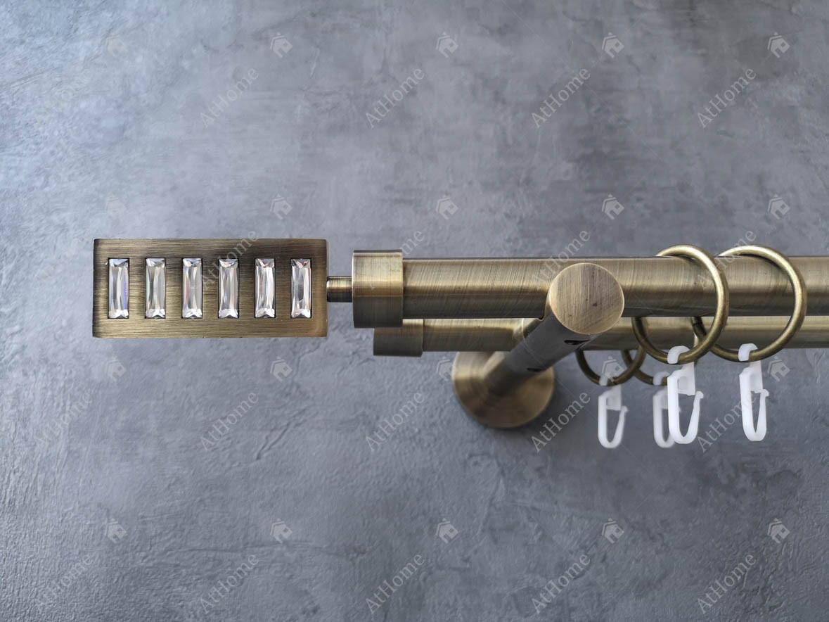 Карниз Quadrum Ескала 200 см подвійний Антик універсальний 19/19 мм гладка (кільця з гачками), фото 1