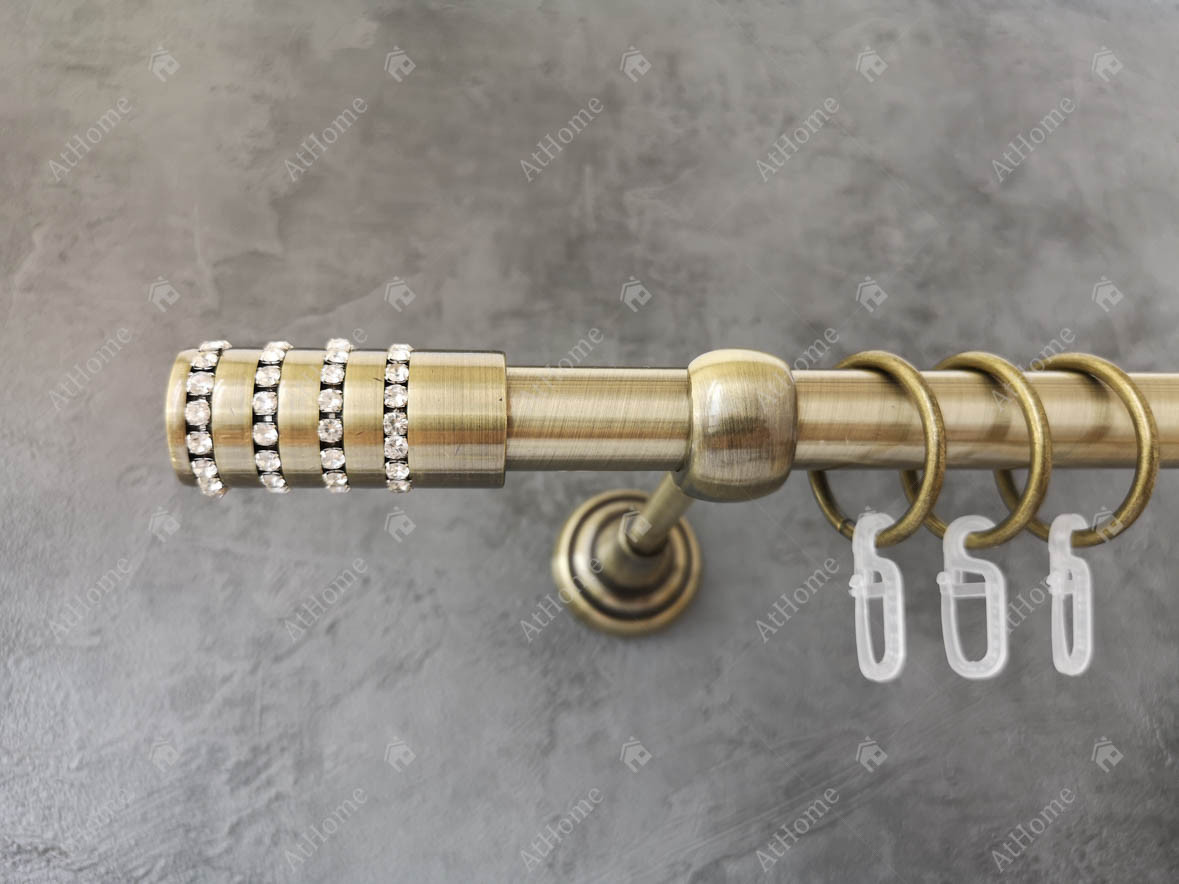 Карниз Quadrum Барамела 300 см одинарний Антик відкритий 19 мм гладка (кільця з гачками), фото 1