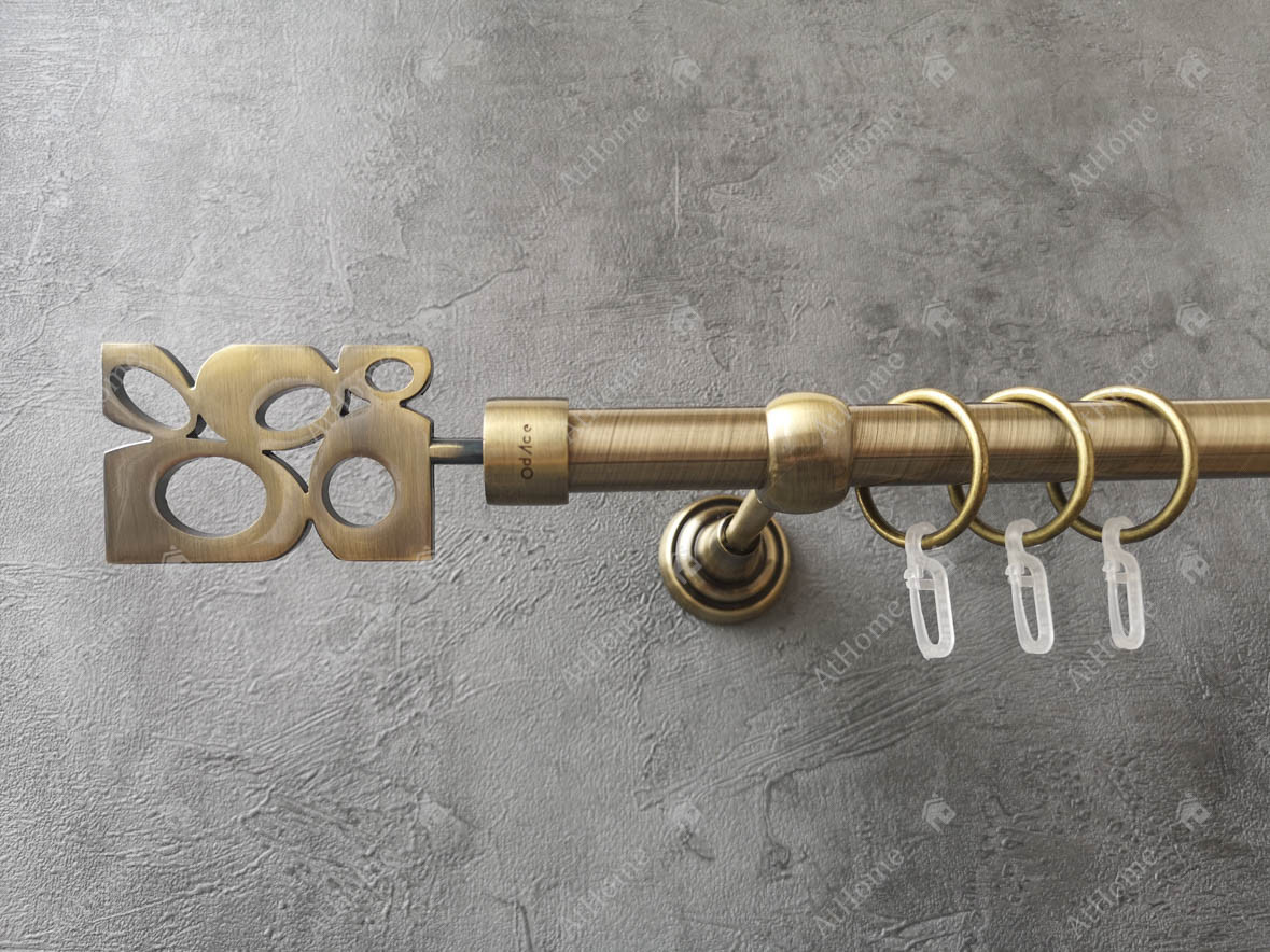 Карниз Quadrum Бісет 300 см одинарний Антик відкритий 19 мм гладка (кільця з гачками), фото 1