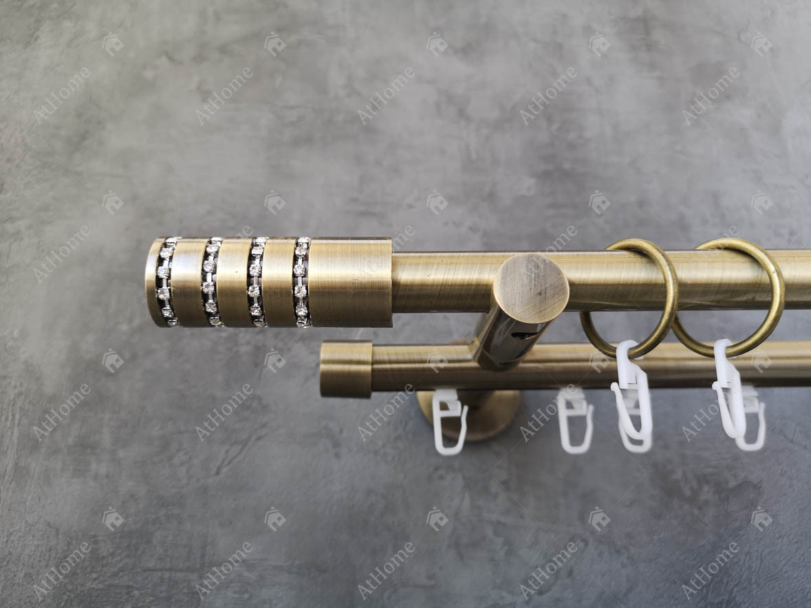 Карниз Quadrum Барамела 240 см подвійний Антик універсальний 19/19 мм гладка/імпресійна (кільця з гачками), фото 1