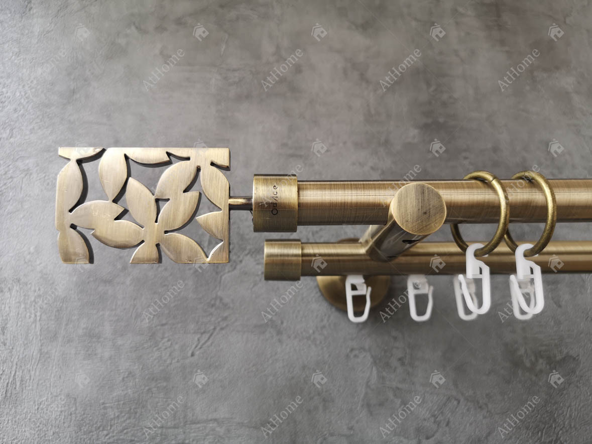 Карниз Quadrum Делія 240 см подвійний Антик універсальний 19/19 мм гладка/імпресійна (кільця з гачками), фото 1