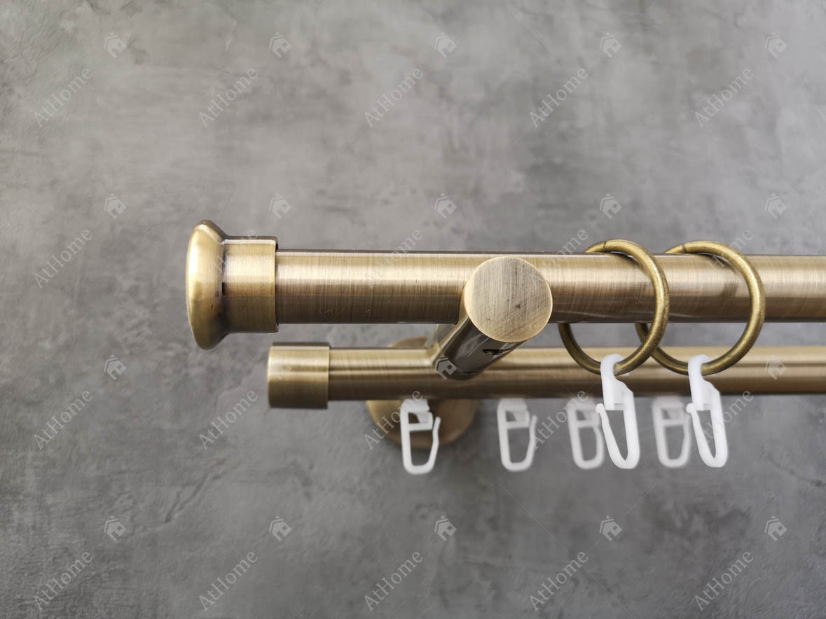 Карниз Quadrum Дуо 200 см подвійний Антик універсальний 19/19 мм гладка/імпресійна (кільця з гачками), фото 1