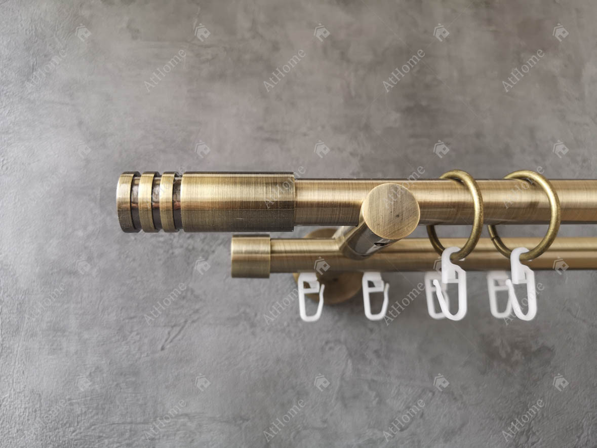 Карниз Quadrum Модуло 240 см подвійний Антик універсальний 19/19 мм гладка/імпресійна (кільця з гачками), фото 1