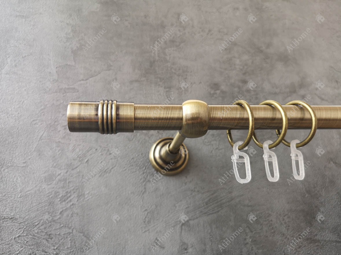 Карниз Quadrum Циліндр 240 см одинарний Антик відкритий 19 мм гладка (кільця з гачками), фото 1