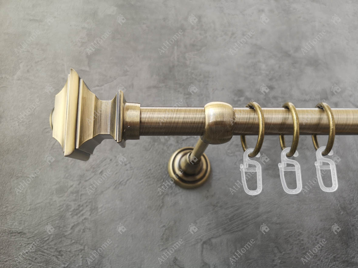 Карниз Quadrum Борджеза 240 см одинарний Антик відкритий 19 мм гладка (кільця з гачками), фото 1