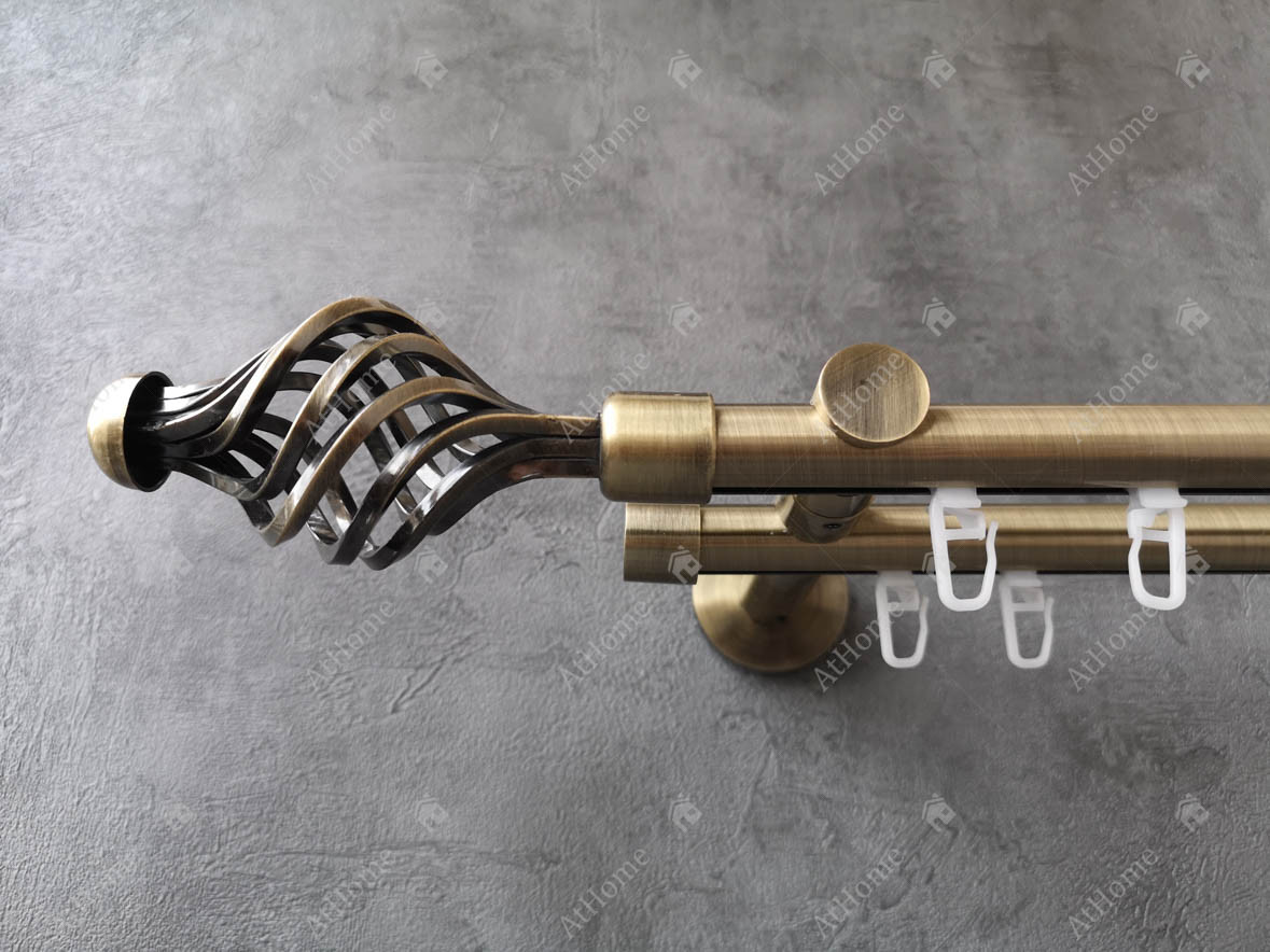 Карниз Quadrum Арезо 200 см подвійний Антик універсальний 19/19 мм імпресійна, фото 1