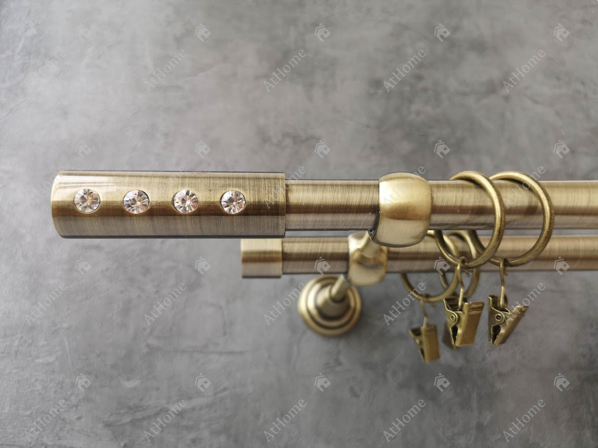 Карниз Quadrum Алюр 240 см подвійний Антик відкритий 19/19 мм гладка (кільця з прищіпками), фото 1