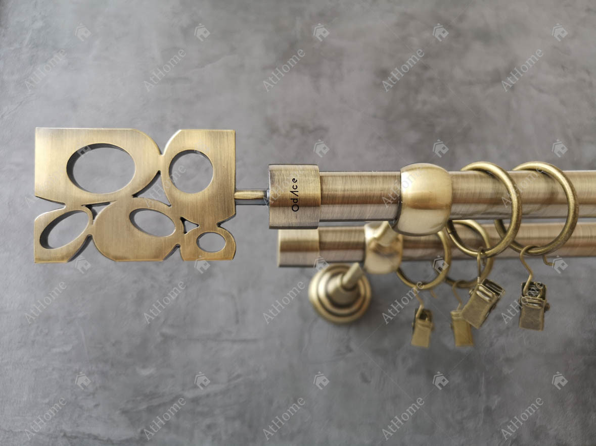 Карниз Quadrum Бісет 200 см подвійний Антик відкритий 19/19 мм гладка (кільця з прищіпками), фото 1