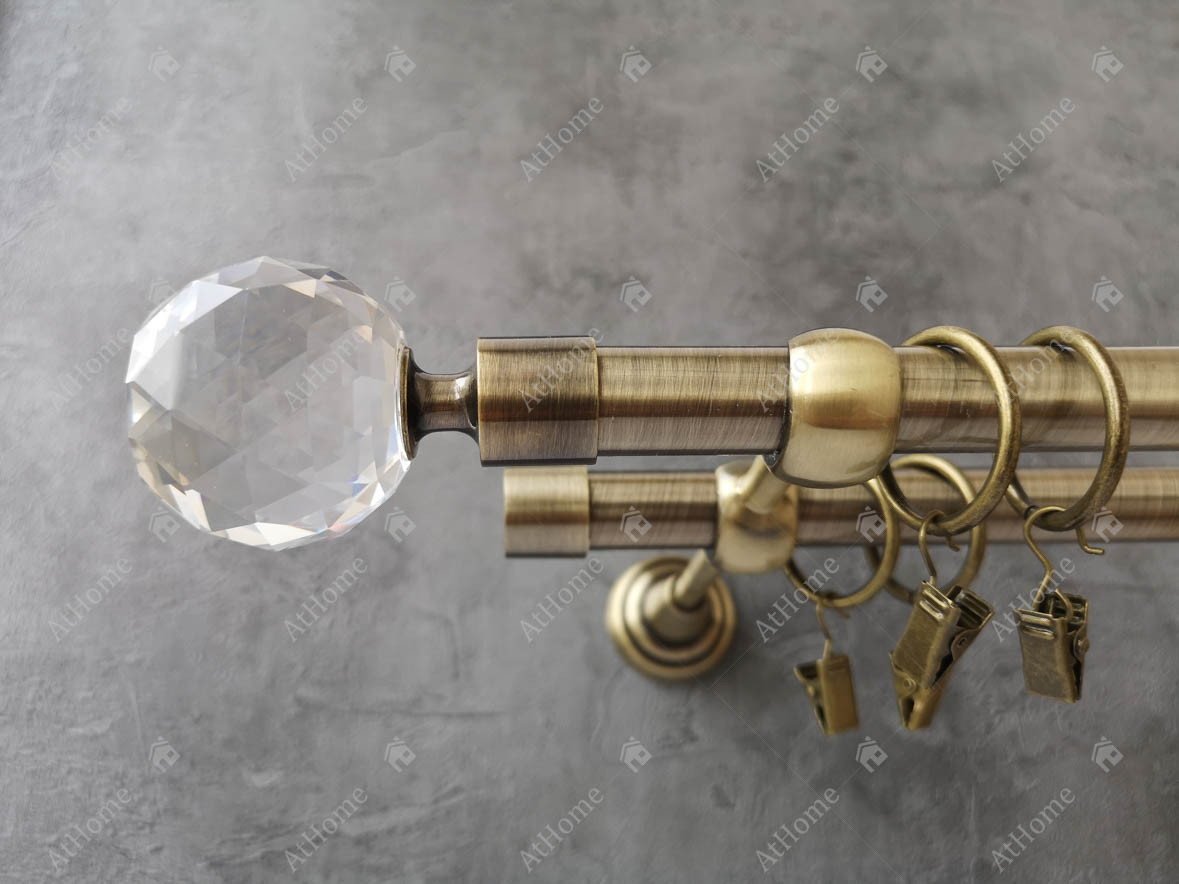 Карниз Quadrum Люмієра 200 см подвійний Антик відкритий 19/19 мм гладка (кільця з прищіпками), фото 1