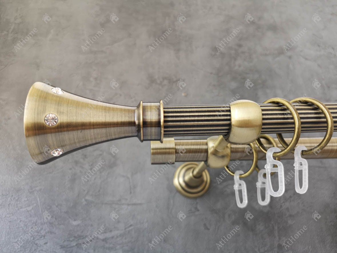 Карниз Quadrum Картер 200 см подвійний Антик відкритий 19/19 мм рифлена (кільця з гачками), фото 1