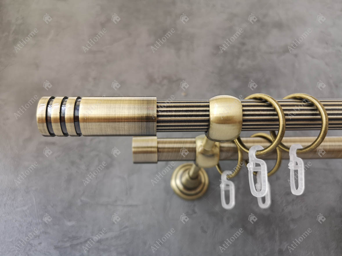 Карниз Quadrum Модуло 300 см подвійний Антик відкритий 19/19 мм рифлена (кільця з гачками), фото 1