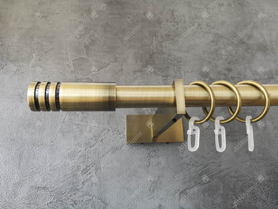 Карниз Quadrum Модуло 160 см одинарний Антик Slim 19 мм гладка (кільця з гачками), фото 1