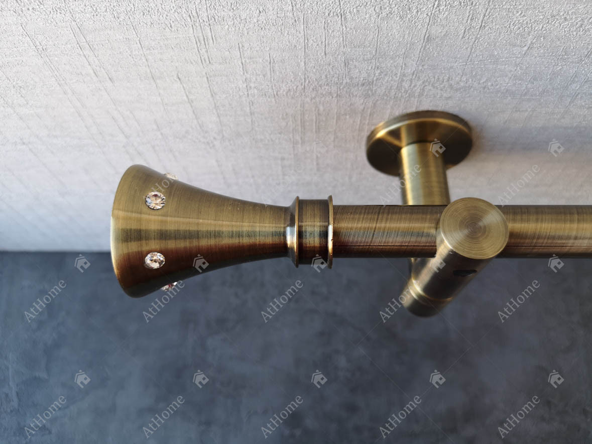 Карниз Quadrum Картер 240 см стельовий одинарний Антик універсальний 19 мм гладка (кільця з гачками), фото 1