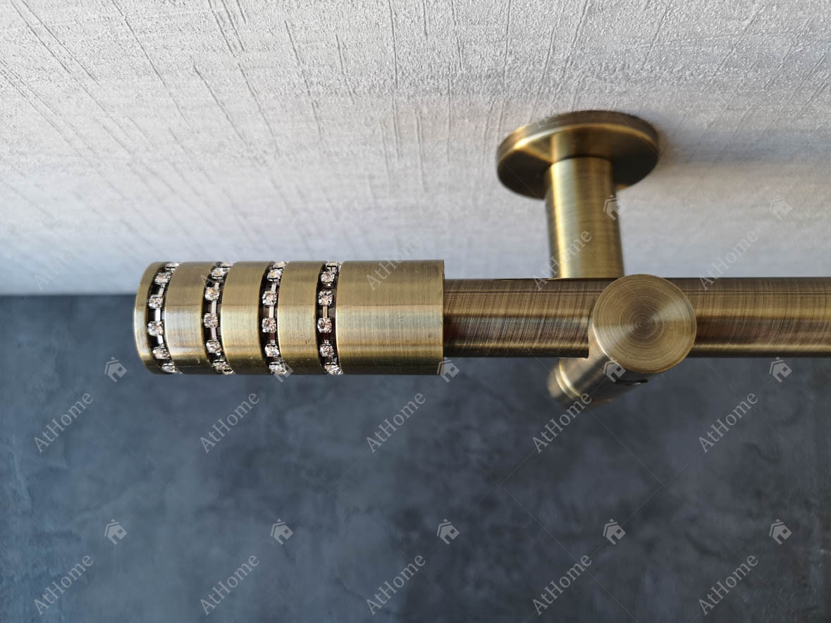 Карниз Quadrum Барамела 300 см стельовий одинарний Антик універсальний 19 мм гладка (кільця з гачками), фото 1