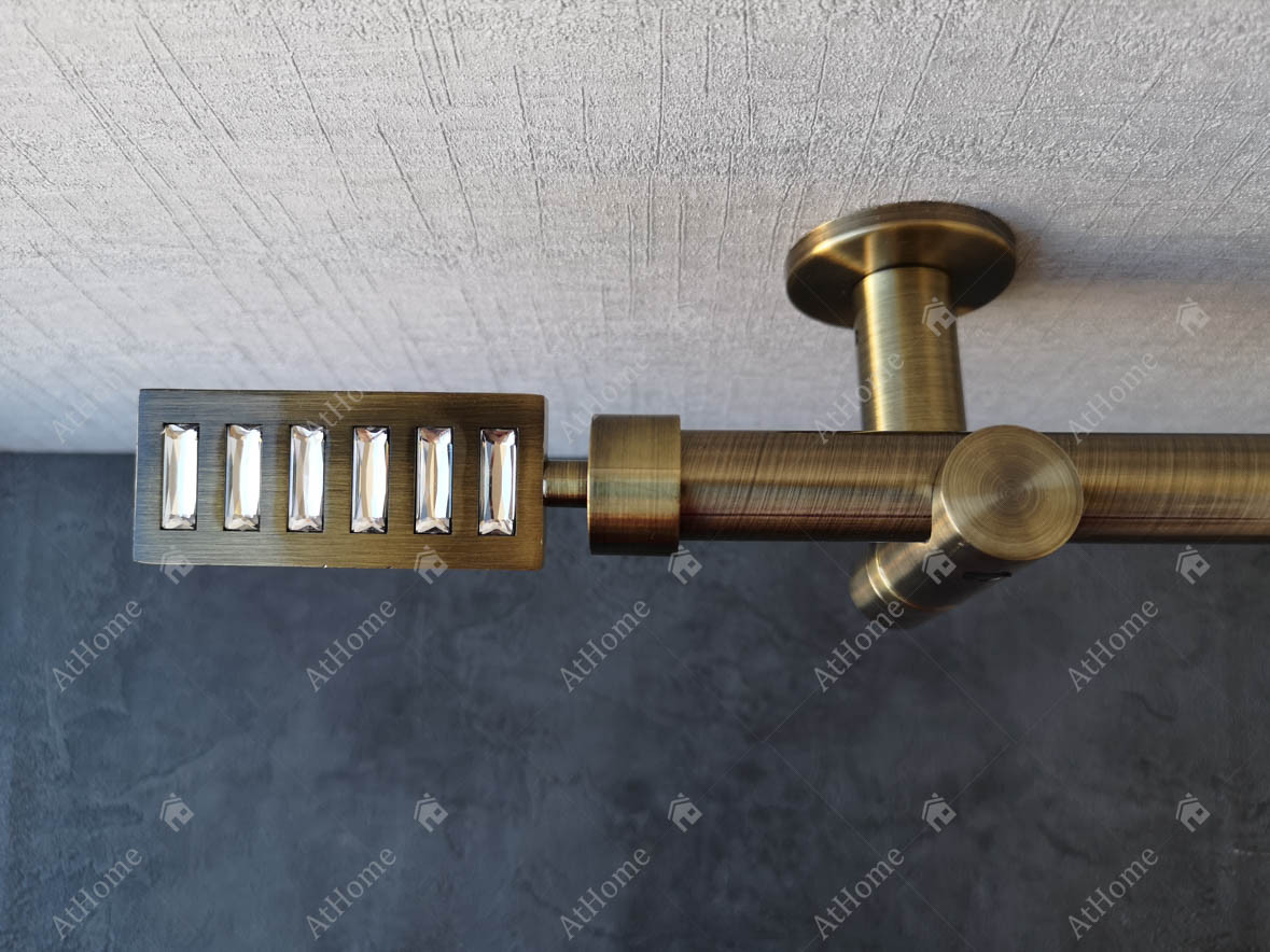 Карниз Quadrum Ескала 240 см стельовий одинарний Антик універсальний 19 мм гладка (кільця з гачками), фото 1