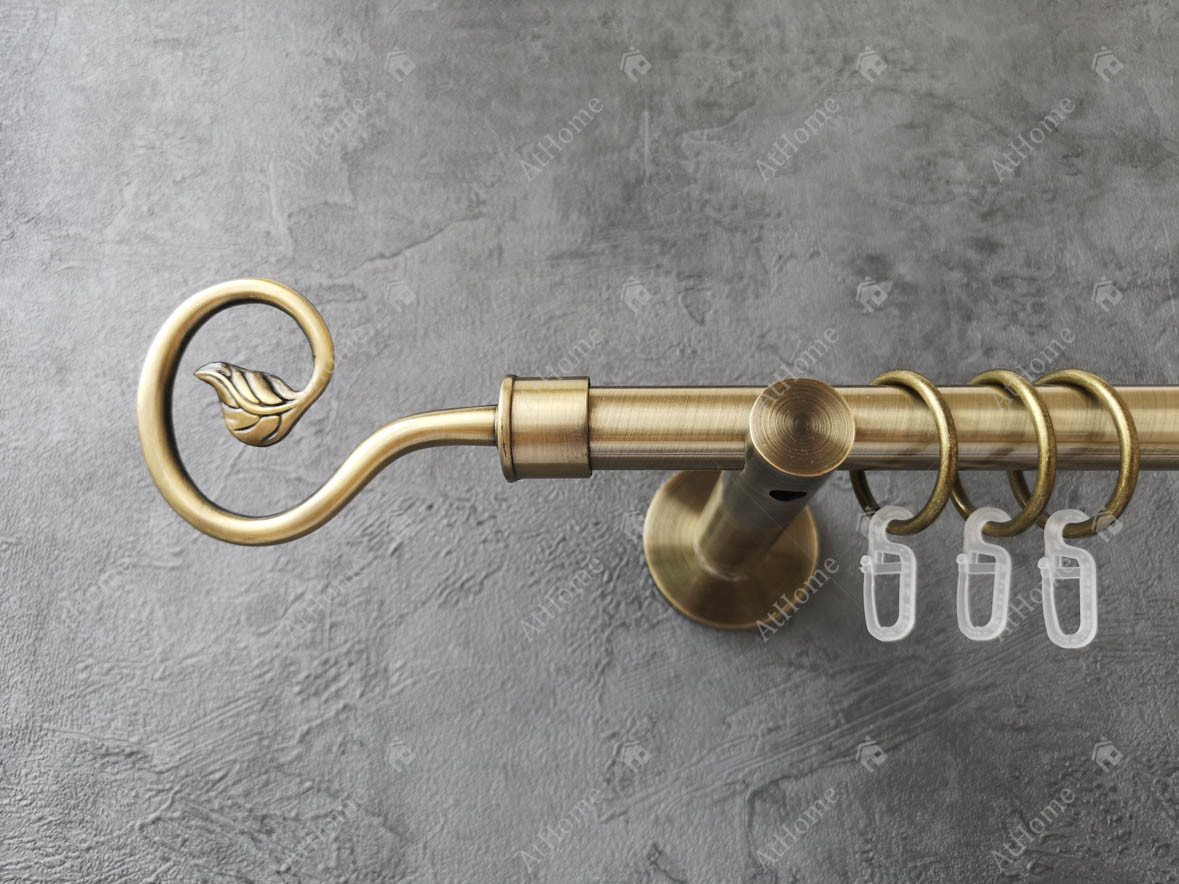 Карниз Quadrum Лукка 240 см одинарний Антик універсальний 19 мм гладка (кільця з гачками), фото 1