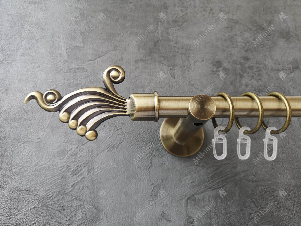 Карниз Quadrum Завиток 160 см одинарний Антик універсальний 19 мм гладка (кільця з гачками), фото 1