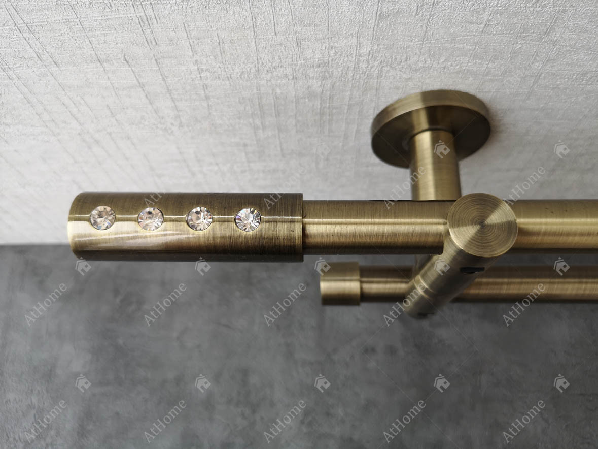 Карниз Quadrum Алюр 300 см стельовий подвійний Антик універсальний 19/19 мм гладка (кільця з гачками), фото 1