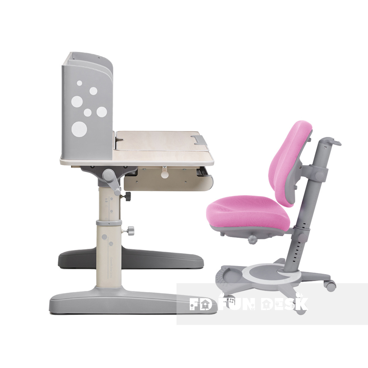Комплект для дівчинки👧 парта-трансформер Fundesk Amico Grey + ортопедичне крісло FunDesk Bravo Pink