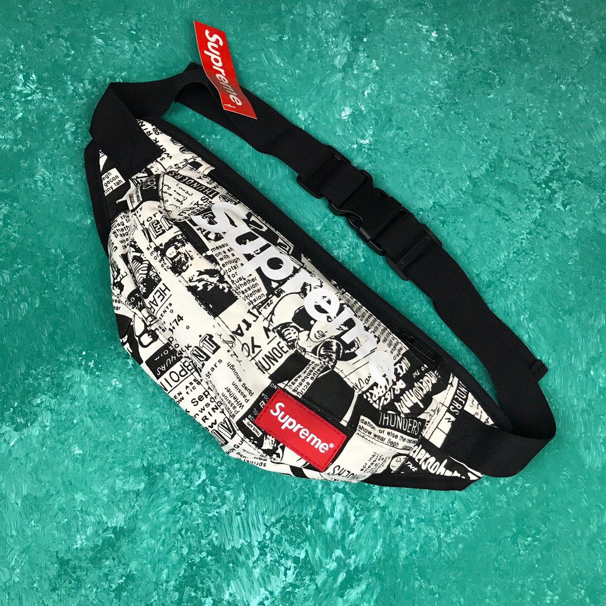 Сумка на пояс Бананка Барыжка Supreme Супрім Газета Чорно-біла