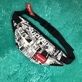Сумка на пояс Бананка Барыжка Supreme Супрім Газета Чорно-біла, фото 1