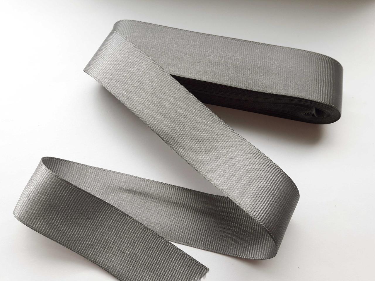 Тесьма лента репсовая широкая Стрічка репсова 4 см 40 мм. Сіра 45. Туреччина