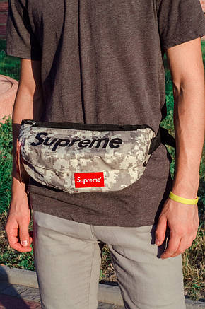 Сумка на пояс Бананка Барыжка Supreme Супрім Камуфляж Мілітарі Бежева, фото 3
