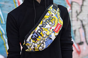 Сумка на пояс Бананка Барыжка Supreme Супрім Міньйон Біла, фото 3