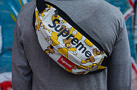 Сумка на пояс Бананка Барыжка Supreme Супрім Bart Simpson Барт Сімпсон Біла, фото 4