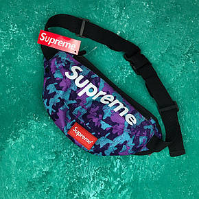 Сумка на пояс Бананка Барыжка Supreme Супрім Камуфляж Фіолетова, фото 1
