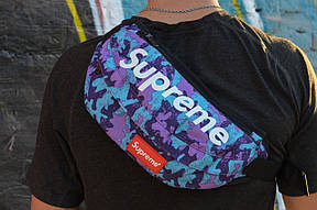 Сумка на пояс Бананка Барыжка Supreme Супрім Камуфляж Фіолетова, фото 3