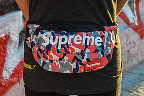 Сумка на пояс Бананка Барыжка Supreme Супрім Камуфляж Червоно-бежева, фото 3