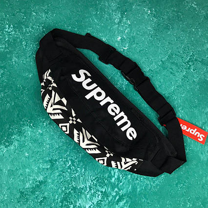Сумка на пояс Бананка Барыжка Supreme Супрім Black-White Чорно-Біла, фото 1