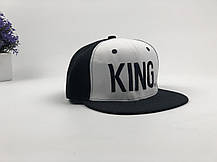Снэпбек Snapback Кепка Бейсболка Снепбек City-A King Чорно-білий з чорним лого, фото 2