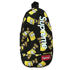 Сумка через плече Мессенджер Кросс-боді Supreme Суприм Сімпсон Барт Simpson Bart Чорна, фото 1