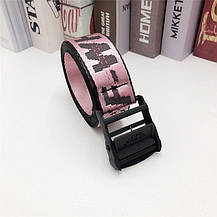 Ремінь на Пояс Off-White Original Belt Офф Вайт 150 см Рожевий з чорним пряжкою, фото 5