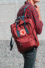 Рюкзак міський Fjallraven Kanken Classic 16 л Бордовий з темно-синьою ручкою, фото 5